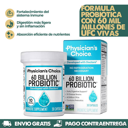 60 Billion Probiotic | Digestión más ligera